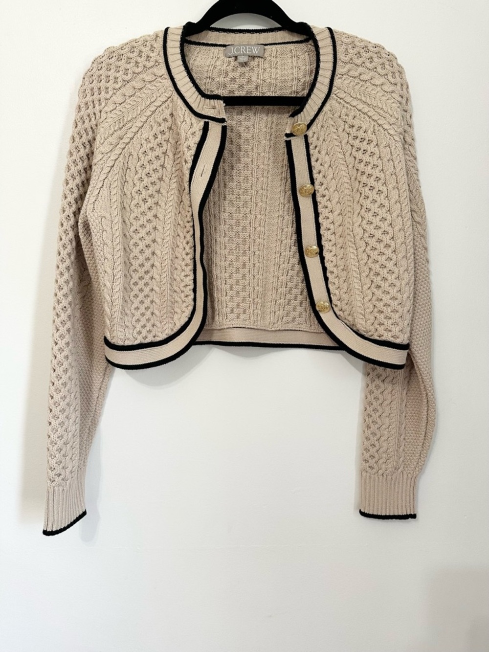J Crew Cropped cable-knit sweater lady jacket medium